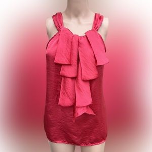 Willi Smith Coral Tank Blouse w/ Cascade Ribbon Detail